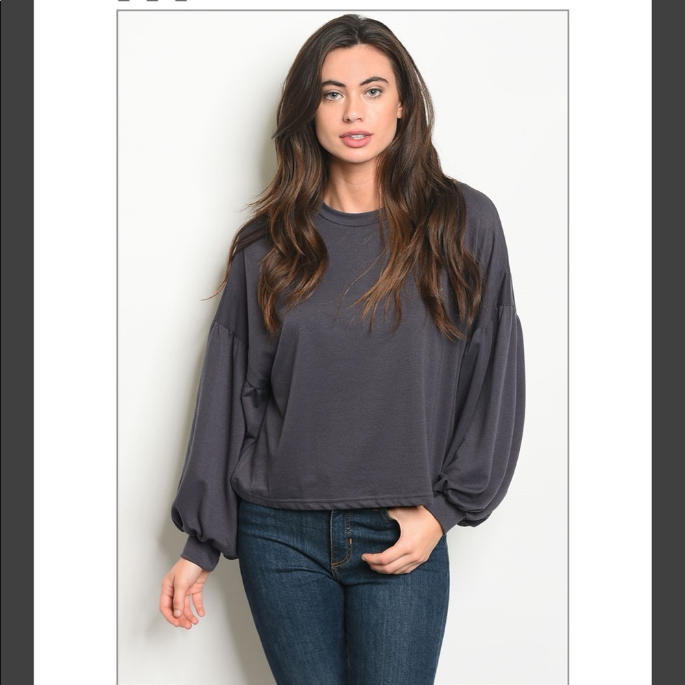 Long Sleeve Flowy Charcoal Top COMING SOON